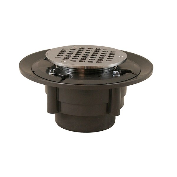 Jones Stephens 3inX4in Heavy Duty PVC Shower Drain with 3-1/2in Metal Spud and 5in Round Chrome Plated Strainer D49159 - main